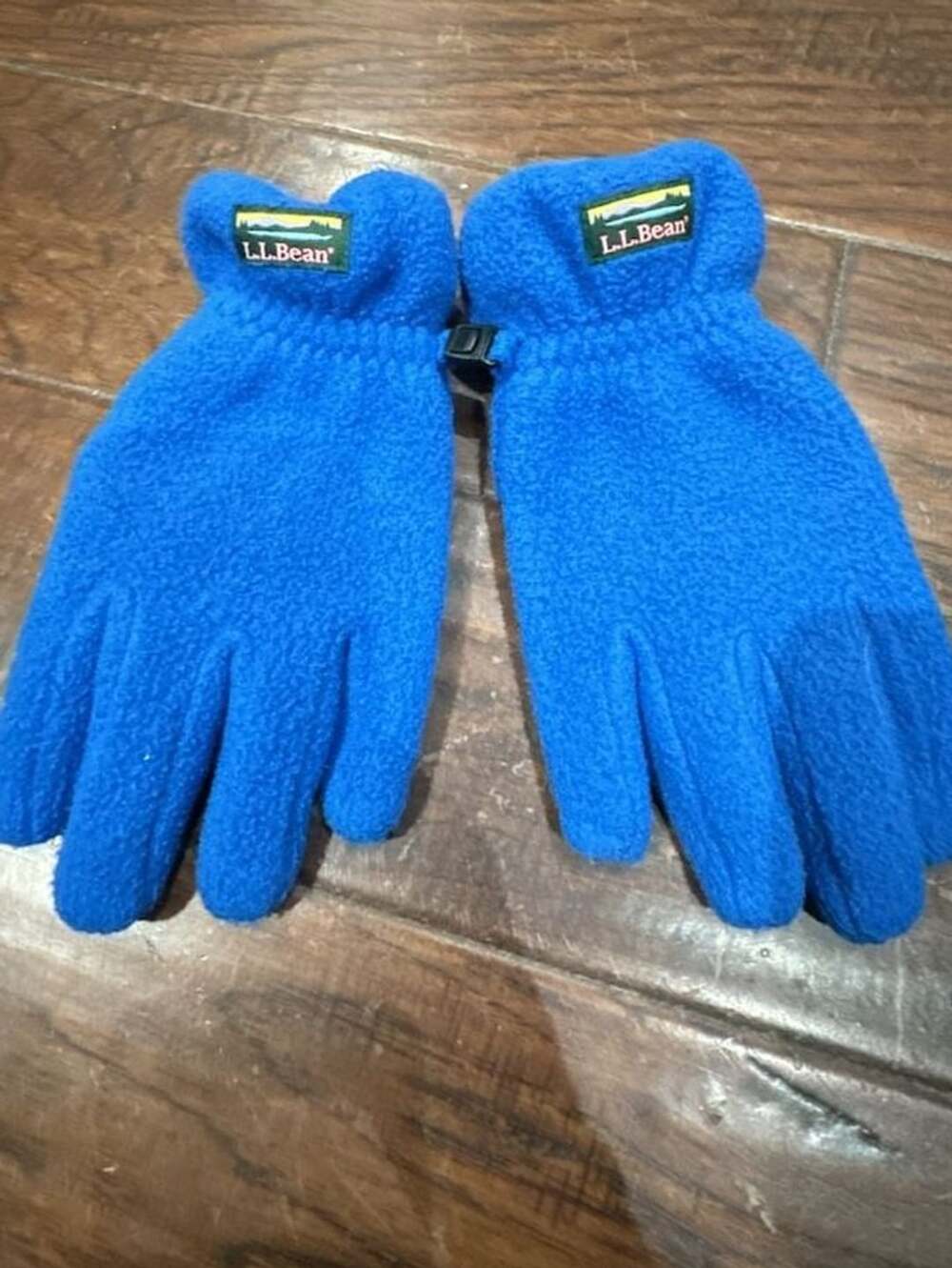 L.L.Bean Kids Fleece Gloves Size L Blue Winter Palm Grip